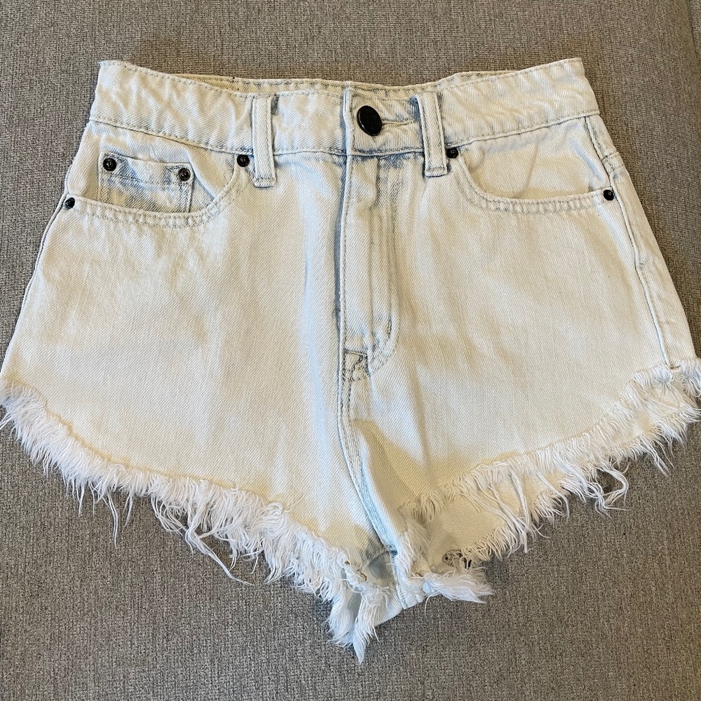 BDG Super High Rise Dolphin Light Wash Shorts 25W